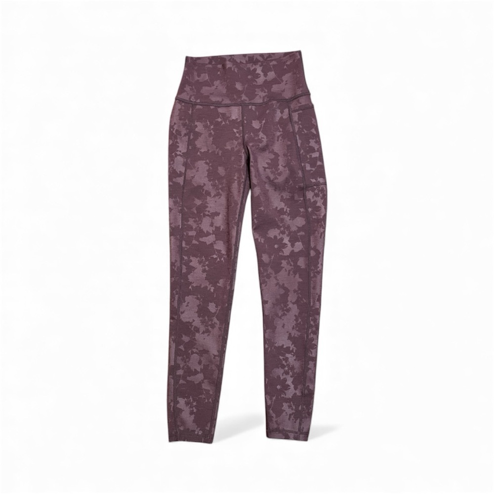 Sweaty Betty Super Sculpt Burgundy Floral Camo 7/8 Length Leggings Size XS